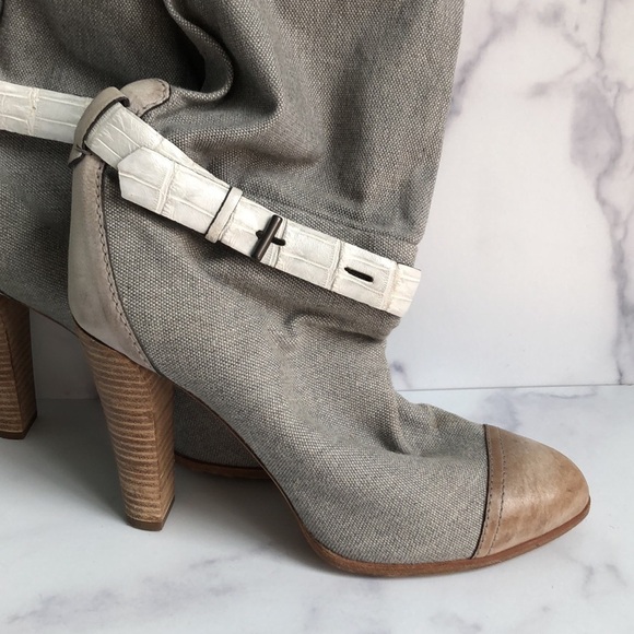 Reed Krakoff Made in Italy Gray Linen Long Boots Size 40 (US Size 9) - Picture 10 of 16